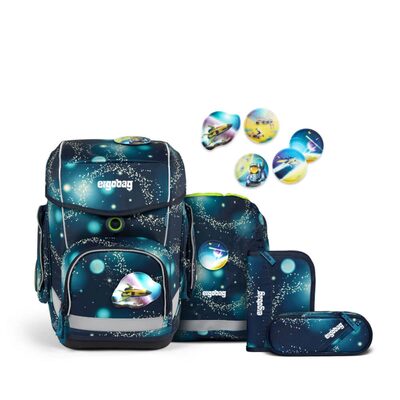 ERGOBAG 01036-90283-10 cubo Schulrucksack-Set GALAXY GLOW RaumfahrBär, 5-teilig