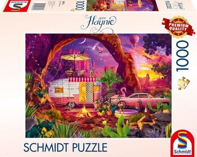 SCHMIDT SPIELE 58574 Puzzle 1000 Teile Jeff Haynie: Camping-Paradies in der Wüste
