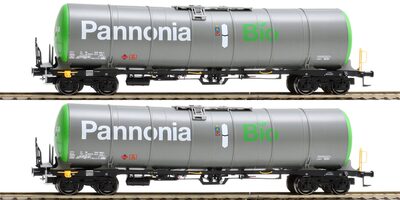 IGRA 96110017 H0 2-tlg Set Kesselwagen Zacns 'Pannonia Ethanol', Wascosa, Ep. VI