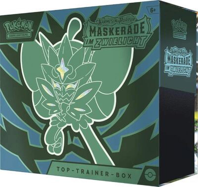 POKEMON 45887 Pokémon PKM Top-Trainer Box KP06 Karmesin & Purpur Maskerade im Zwielicht