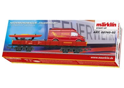 MÄRKLIN 00740-02 H0 Märklin Start up - Niederbordwagen Rlmms „Feuerwehr“