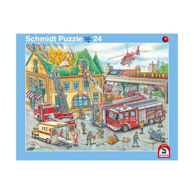 SCHMIDT SPIELE 56810 2er Set Rahmenpuzzle Feuerwehr/Polizei 24 Teile / 40 Teile