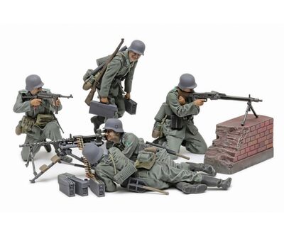 TAMIYA 300035386 1:35 Figuren-Set Dt. MG Truppen (5) Mit.WW2