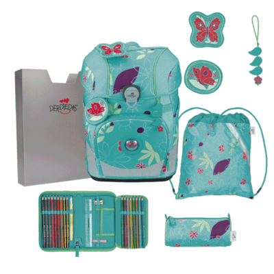 DERDIEDAS D851100119900 Schulranzen-Set 5-teilig Butterfly Garden ErgoFlex Tiny