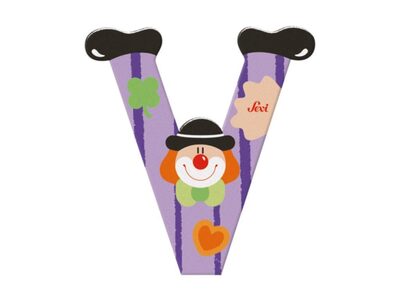 SEVI 81758 Holzbuchstabe V Clown 10 cm, sortiert
