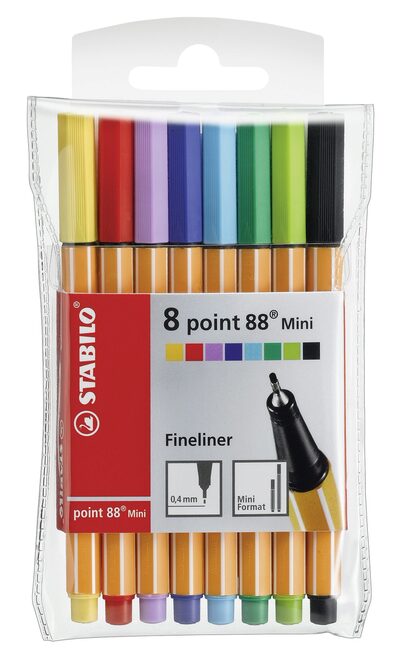 STABILO 688/08-1 Fineliner - STABILO point 88 Mini - 8er Pack - mit 8 verschiedenen Farben