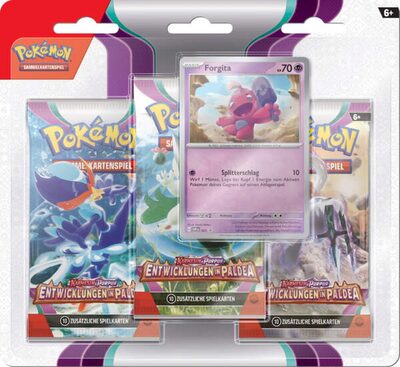 POKEMON 45585 PKM Pokémon Karmesin & Purpur – Entwicklungen in Paldea - 3er-Pack Blister, sortiert
