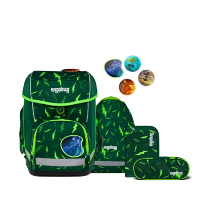 ERGOBAG 01212-90196-10 Cubo 5-teiliges Schulrucksack-Set Bärtastisch, grün