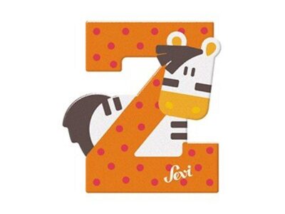 SEVI 83026 Tier Holzbuchstabe 10 cm, Z-ebra, Türbuchstabe für das Kinderzimmer
