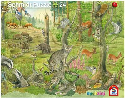 SCHMIDT SPIELE 56787 Rahmenpuzzle Tiere im Wald 24 Teile / Tiere auf der Wiese 40 Teile