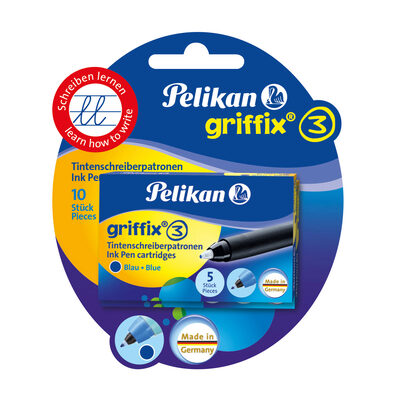 PELIKAN 960575 Pelikan Tintenpatronen Griffix® Blisterverpackung mit 2 x 5 Tintenschreiber-Patronen Blau