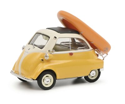 SCHUCO 450376700 1:43 BMW Isetta und Schlauchboot