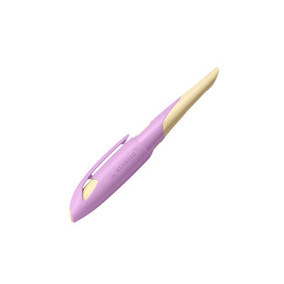 STABILO 5012/7-41 Ergonomischer Schulfüller für Rechtshänder mit Standard-Feder M - STABILO EASYbirdy Pastel Edition in soft pink/apricot - Einzelstift - inklusive Patrone - Schreibfarbe blau (löschbar)