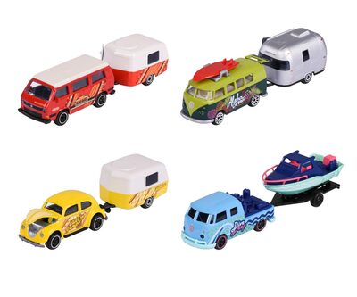 MAJORETTE 212055007 1:64 VW The Originals Trailer Asst., 4-fach sortiert