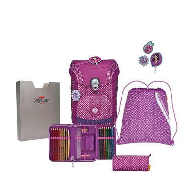DERDIEDAS 8509151 5-teiliges Schulrucksack-Set Ergoflex Easy Purple Dots