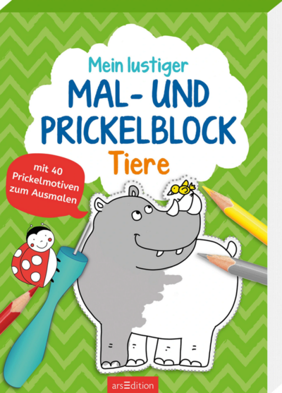 ARSEDITION 134654 Mein lustiger Mal- und Prickelblock – Tiere