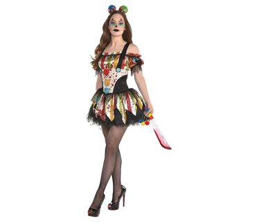 AMSCAN 9905002 Damenkostüm Schrecklicher Clown Petticoat Kleid Größe M
