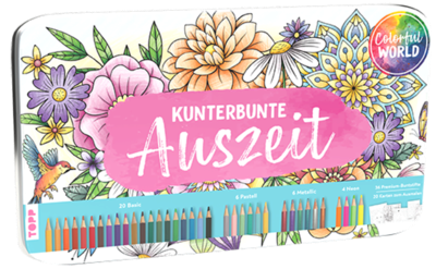 TOPP 18522 Colorful World Designdose mit 36 Buntstifte Kunterbunte Auszeit