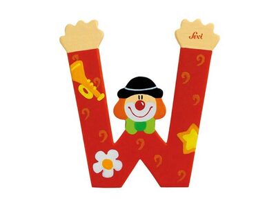 SEVI 81759 Holzbuchstabe W Clown 10 cm, sortiert