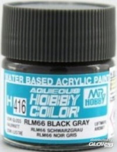 MR HOBBY - GUNZE H-416 Mr Hobby -Gunze Aqueous Hobby Colors (10 ml) RLM66 Black Gray [30