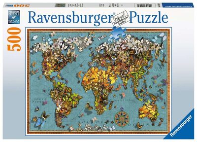 RAVENSBURGER 15043 Erwachsenenpuzzle - Antike Schmetterling-Weltkarte - 500 Teile