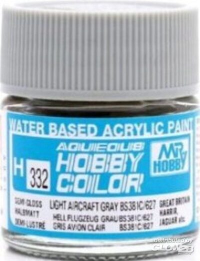 MR HOBBY - GUNZE H-332 Mr Hobby -Gunze Aqueous Hobby Colors (10 ml) Light Aircraft Gray BS381C/627 [30