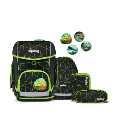 ERGOBAG 01212-90357-10 Cubo 5-teiliges Schulrucksack-Set CyBär Race, schwarz