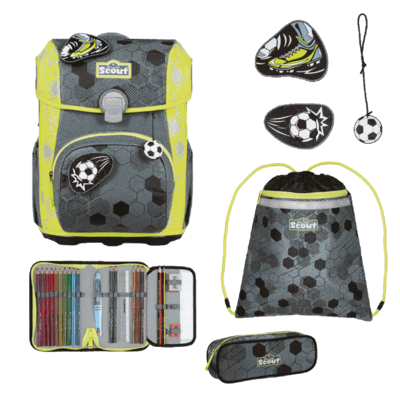 SCOUT S754400152200 Schulranzen-Set 4-teilig Soccer Star Neo Superflash Extreme