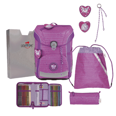 DERDIEDAS D849100120000 Schulranzen-Set 5-teilig Purple Unicorn ErgoFlex Easy Set