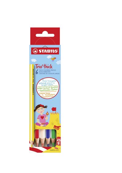STABILO 203/2-06 Dreikant-Buntstift - STABILO Trio dick - 6er Pack - mit 6 verschiedenen Farben