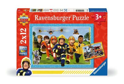 RAVENSBURGER 12001031 Kinderpuzzle 2 x 12 Teile Feuerwehrmann Sam - Die Rettung naht