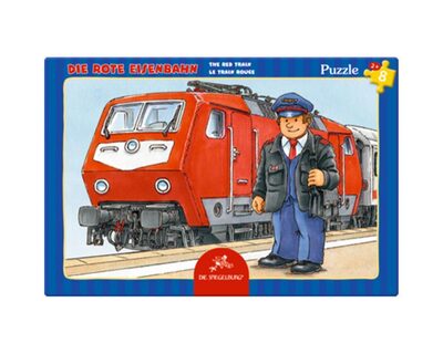DIE SPIEGELBURG 14087 Kleines Rahmenpuzzle Die rote Eisenbahn (8 Teile)