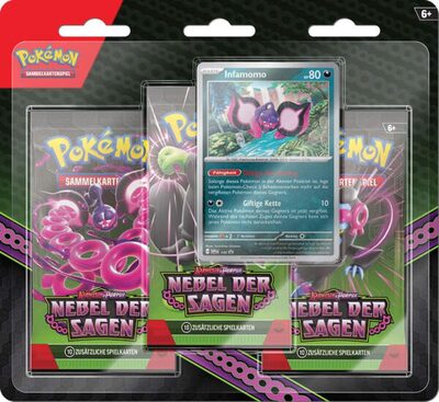 POKÉMON 45974 PKM Pokémon Karmesin & Purpur – Nebel der Sagen 3-Pack Blister
