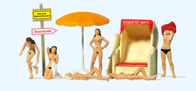 PREISER 10107 H0 Am FKK-Strand. Strandkorb und Sonnenschirm