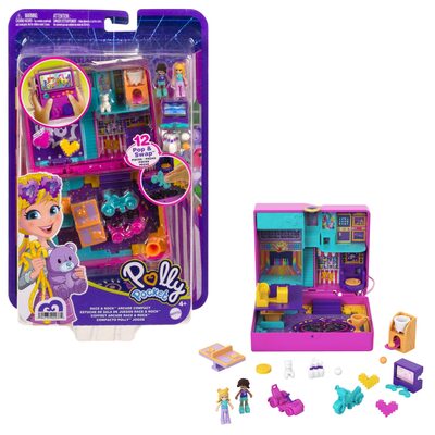 MATTEL HCG15 Polly Pocket Spielparadies Schatulle, Set inkl. 2 Figuren & Zubehör