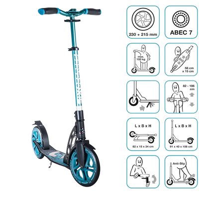 AUTHENTIC SPORTS & TOYS 514 SIX DEGREES Aluminium Scooter, türkis