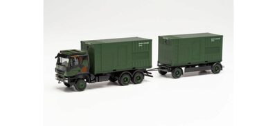 HERPA 746847 1:87 Iveco Trakker Container-Hängerzug mit Stromaggregat „Bundeswehr“