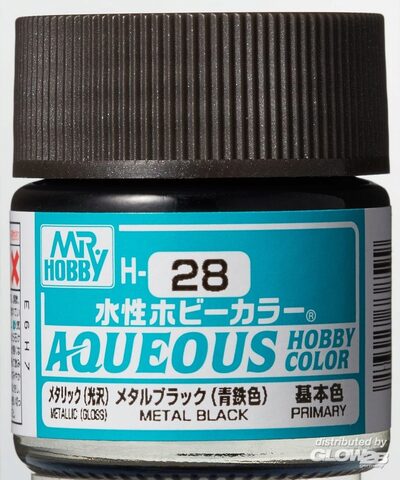 MR HOBBY - GUNZE H-028 Mr Hobby -Gunze Aqueous Hobby Colors (10 ml) Metal Black [30