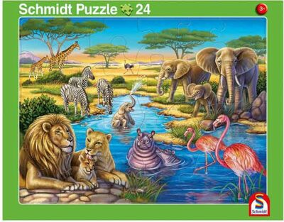 SCHMIDT SPIELE 56788 Rahmenpuzzle Tiere in Afrika 24 Teile / Tiere am Nordpol 40 Teile