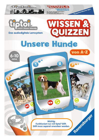 RAVENSBURGER 000755 tiptoi® Wissen & Quizzen: Unsere Hunde