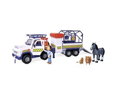 SIMBA 109252624 Feuerwehrmann Sam Tierrettung mit Anhänger