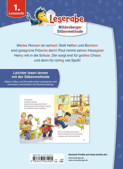 RAVENSBURGER 46190 Schulgeschichten – Silbe für Silbe lesen lernen - Leserabe ab 1. Klasse