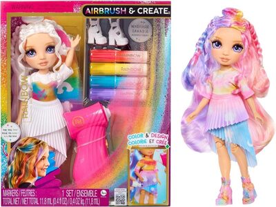 MGA 543350-EUC Rainbow High Air Brush & Create Fashion Dolls - Purple Eyes