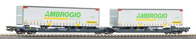 PIKO 24635 H0 Taschenwagen T3000e mit 2 'Ambrogio' Trailern, Cemat, Ep. VI
