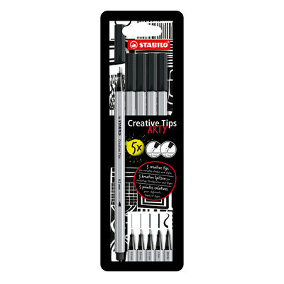 STABILO 89/5-1-20 Multi-Liner – STABILO Creative Tips – ARTY – 5-teiliges Set – schwarz
