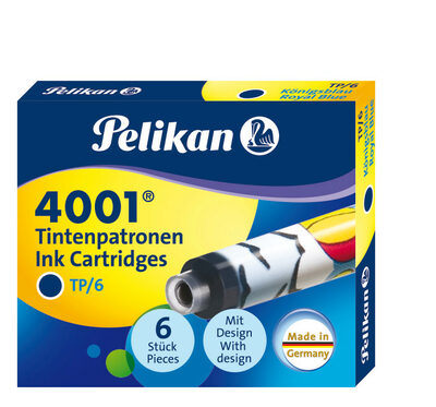 PELIKAN 338244 Pelikan bedruckte Tintenpatronen 4001®, Königsblau, 6 Stück