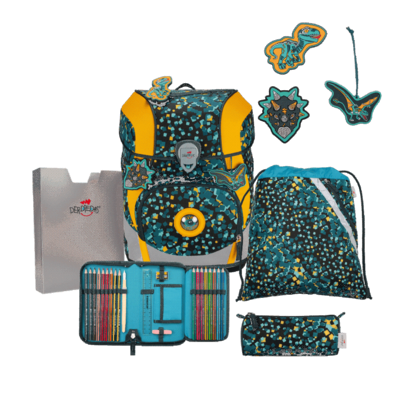 DERDIEDAS D8510184 Schulranzen-Set 5-teilig Dino Time ErgoFlex Tiny