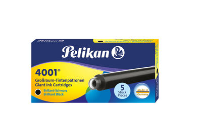 PELIKAN 310615 Pelikan Großraum-Tintenpatronen 4001®, Brillant-Schwarz, 5 Stück