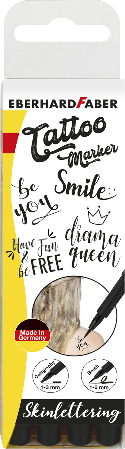 FABER 559506 Hautmarker Tattoo Marker Set Skinlettering 4er Etui