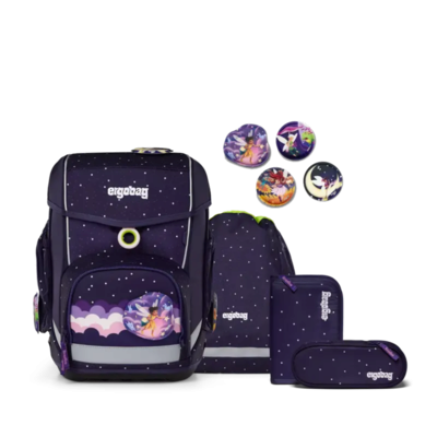 ERGOBAG 01212-90358-10 Cubo 5-teiliges Schulrucksack-Set Neo SternguckBär, lila